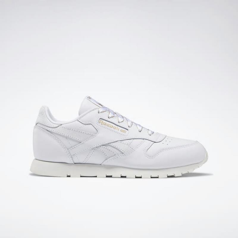 Reebok Classic Leather Shoes Girls White/Gold India HN5912HM
